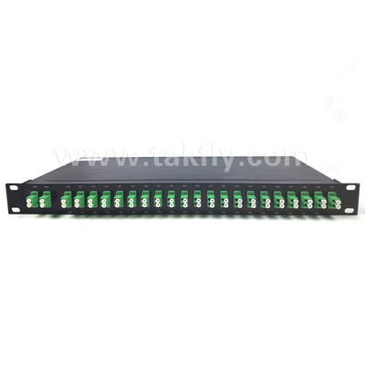 100GHZ AWG 40CH DWDM MUX DEMUX with Fiber Height -100-0μm and 0.9mm Cable Diameter