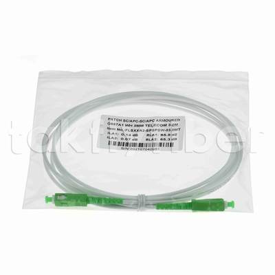 Rodent Resistant G657A2 SC APC Fiber Optic Patchcord Armoured Fiber Patch Cable SM 3.0mm