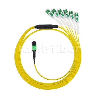 12F MPO-6x LC APC DX Uniboot SM Fiber Optic Patch Cord with Nickel Sleeve 3.0mm Diameter