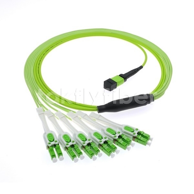 MPO / MTP Male or Female OM5 Fiber Optic Patch Cord 12F LC APC DX Uniboot