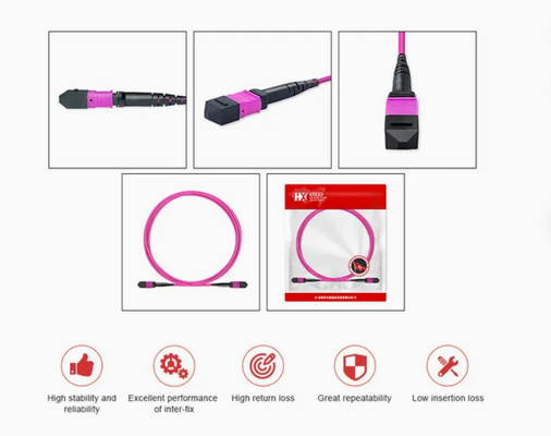 Flexible MPO/MTP 12 Fibers Fiber Optic Patch Cord -20C- 70C for Different Environments