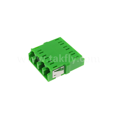 4 Port  High Density LC/APC  Quad Type inner Shutter Adapter Single Mode OS2, Green Without Flange for Network