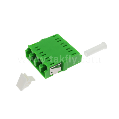 4 Port  High Density LC/APC  Quad Type inner Shutter Adapter Single Mode OS2, Green Without Flange for Network