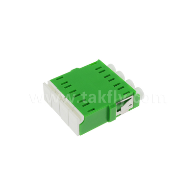 4 Port  High Density LC/APC  Quad Type inner Shutter Adapter Single Mode OS2, Green Without Flange for Network