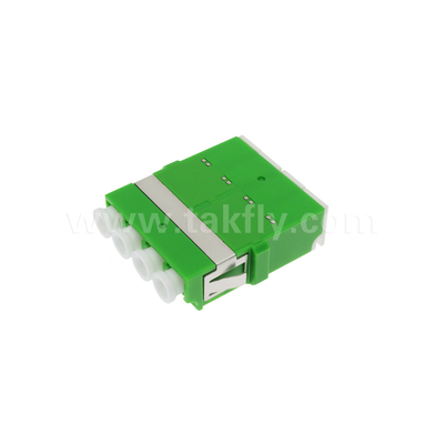 4 Port  High Density LC/APC  Quad Type inner Shutter Adapter Single Mode OS2, Green Without Flange for Network