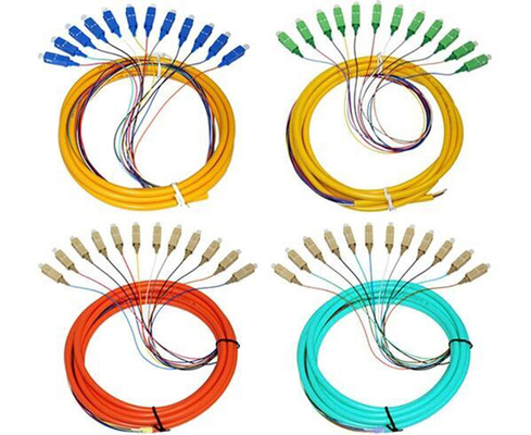 12 Core OM3 Fiber Optic Pigtail LSZH Jacket 0.9mm SC FC ST LC