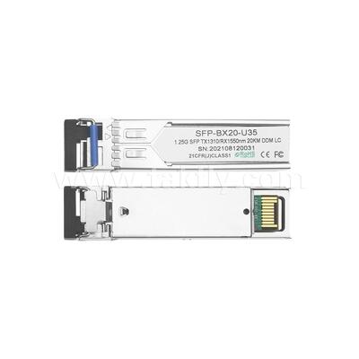 SFP 1.25gbps 20km LC Reach Tx1310nm/Rx1550nm Bi-Directional Optical Transceiver for Data Center FTTX