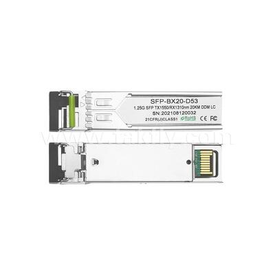 SFP 1.25gbps 20km LC Reach Tx1310nm/Rx1550nm Bi-Directional Optical Transceiver for Data Center FTTX