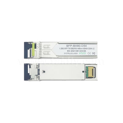SFP Transceiver Module 1.25gbps 80km LC Reach Tx1490nm/Rx1550nm SFP Bi-Directional for Data Center FTTH FTTX