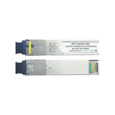 SFP Optical Transceiver Module 1.25Gbps 20KM SC Bi-Directional for Data Center FTTH FTTX