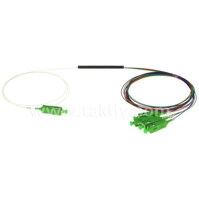 PLC Splitter 0.9mm colored outlets Mini Steel Tube SC APC/UPC Fiber Optic for Data Center Telecom FTTX
