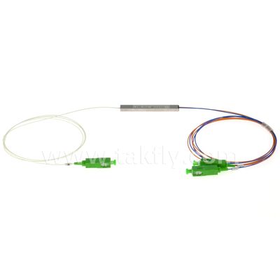 PLC Splitter 0.9mm colored outlets Mini Steel Tube SC APC/UPC Fiber Optic for Data Center Telecom FTTX