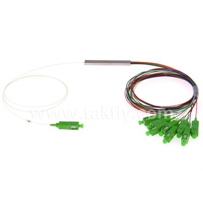 PLC Splitter 0.9mm colored outlets Mini Steel Tube SC APC/UPC Fiber Optic for Data Center Telecom FTTX