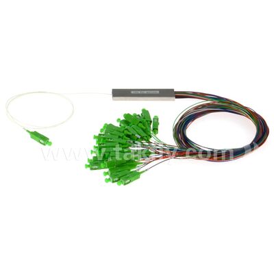 PLC Splitter 0.9mm colored outlets Mini Steel Tube SC APC/UPC Fiber Optic for Data Center Telecom FTTX
