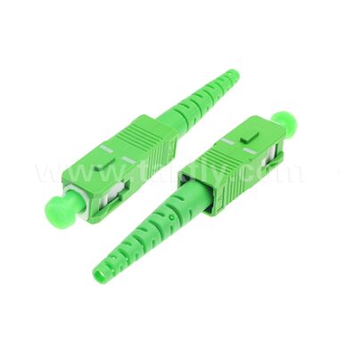 SC/APC Fiber Optic Connector, Green Housing 8° Angled Polish Connector, Low Back Reflection High Precision SC APC Simplex Adapter for FTTH CATV Optical Network