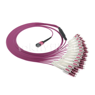 OM4 MPO to LC Uniboot 1-to-24 Breakout Patch Cord | UPC Multimode Low Loss