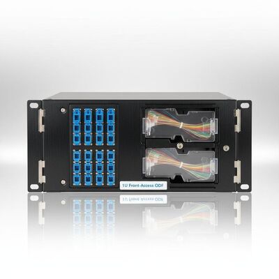 1U Front-Access Rackmount ODF with 2 Splice Trays and 12-48 Core Capacity