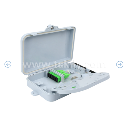 Fiber Optic Termination Box FTKS-1805-04A, 4 SC/APC SM SX Adapter, Pigtail Installed, FTTH FTTx Splicing Distribution Splitting Storage Cable Management Enclosure Wall Mount