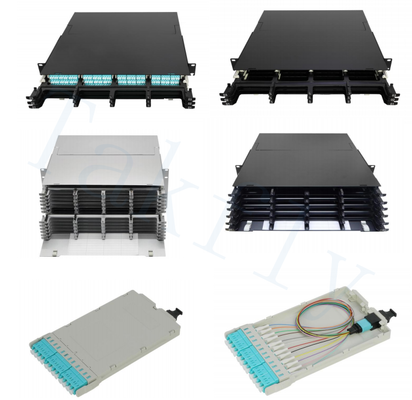 1U / 2U / 4U High Density MPO Cassette Patch Panel – Rack-Mount, Easy-Plug MPO to LC Cassette Modules, Pre-Loaded LC Adapters for Data Center & SAN/LAN Applications