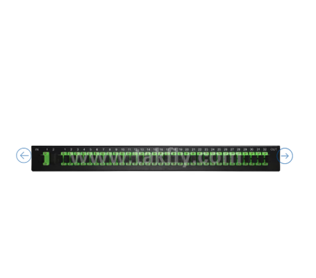 1U Rack Mount PLC Optical Splitter – 19" Panel, Single-mode G657A1, SC/APC, for Optical Signal Distribution