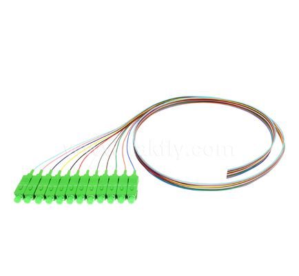 SC/APC 12‑Color Fiber Optic Pigtail Set – Color‑Coded for Easy Identification, One End Connectorized, One End Bare Fiber, for Termination Boxes, Splicing & Equipment Connection