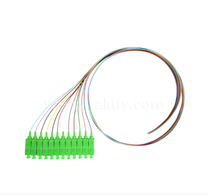SC/APC 12‑Color Fiber Optic Pigtail Set – Color‑Coded for Easy Identification, One End Connectorized, One End Bare Fiber, for Termination Boxes, Splicing & Equipment Connection