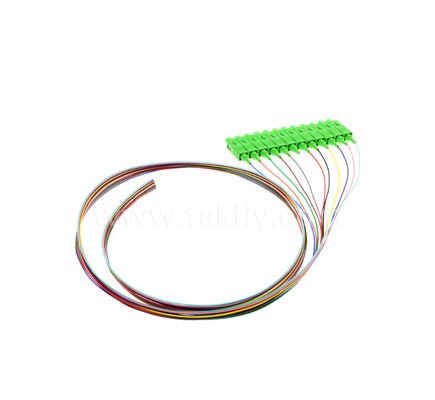 SC/APC 12‑Color Fiber Optic Pigtail Set – Color‑Coded for Easy Identification, One End Connectorized, One End Bare Fiber, for Termination Boxes, Splicing & Equipment Connection