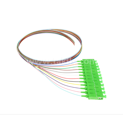 SC/APC 12‑Color Fiber Optic Pigtail Set – Color‑Coded for Easy Identification, One End Connectorized, One End Bare Fiber, for Termination Boxes, Splicing & Equipment Connection