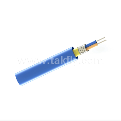 GJYPFJKH Stainless Steel Armored Indoor Cable – 2 Cores, 0.6/0.9mm Tight-Buffered, Aramid Strength, OFNR/OFNP/CPR Rated