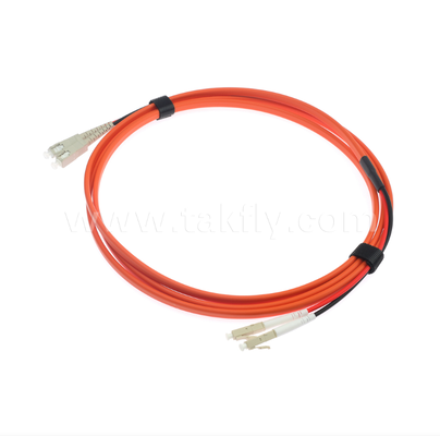 SC-UPC to LC-UPC OM1 Duplex Flat Twin Fiber Patch Cord 2.0mm Orange Multimode Optical Jumper Cable