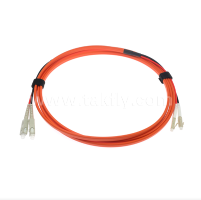SC-UPC to LC-UPC OM1 Duplex Flat Twin Fiber Patch Cord 2.0mm Orange Multimode Optical Jumper Cable