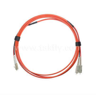 SC-UPC to LC-UPC OM1 Duplex Flat Twin Fiber Patch Cord 2.0mm Orange Multimode Optical Jumper Cable