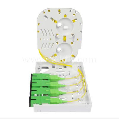 TKS-1806-04D FTTH Fiber Termination Box – Desk/Wall Mount, 4-Port, Indoor, Supports Fusion Splicing & Cable Management