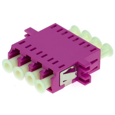 LC Quad SM MM Fiber Optic Adapter with Flange For Data Center Cabling