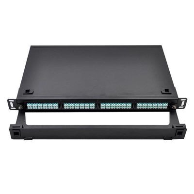 19in LC 96F Patch Panel Aluminum Black Metal Fiber Optic Pigtails Fusion Splice Tray