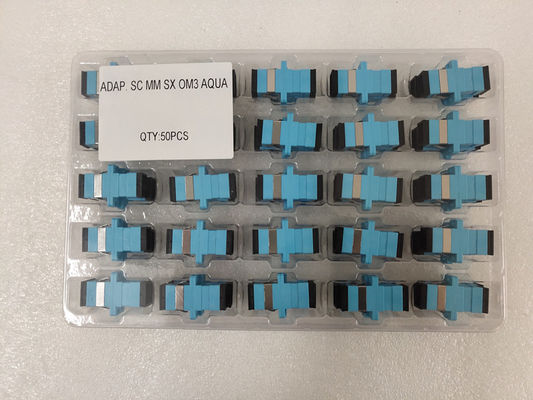 OM3 OM4 SC Simplex Adapter Aqua Fiber Optic Multimode Adapter Plastic