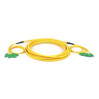 OS2 12 Cores Fiber Optic Breakout Cable SC APC To SC APC LSZH Yellow Jacket