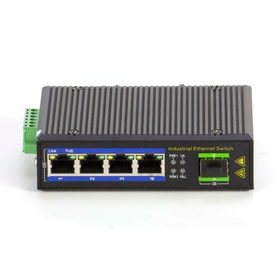 IP40 4 Port 1000Mbps Industrial PoE Switch 30W With SFP Optical Port