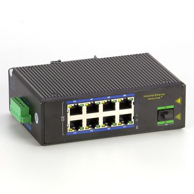 IP40 1000Mbps SFP Industrial PoE Switch 10/100/1000M 8 Port