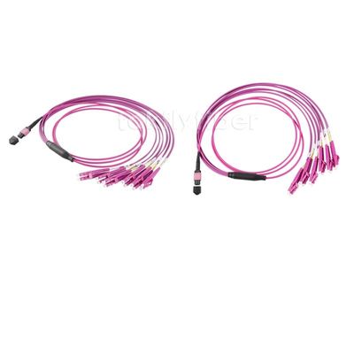 3.0mm OM4 LSZH MPO Breakout Cable  MPO To LC Fiber Patch Cable