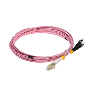 LC-ST OM3 Multimode Fiber Optic Duplex Patch Cord Pink Color