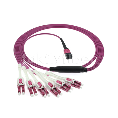 MTP/MPO Female To LC UPC Duplex 12 Fibers OM4 50/125 Multimode Breakout Cable