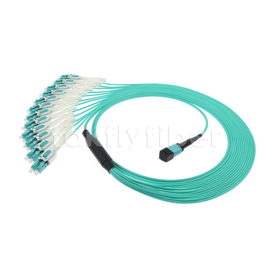 MPO MTP cable, MPO 24 Cores to 12LC DX Om3 Fanout MPO Fiber Optic Patch Cord