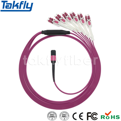 Elite Type Multimode OM4 MPO-LC Breakout Cable High Density 12C MTP-LC OM4 Fanout Cable