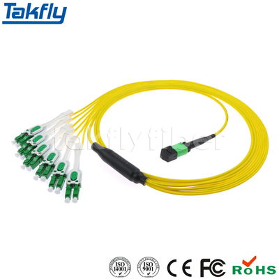 Low Insert Loss OS2 MPO To Uniboot LC Bunch Cable MTP-LC SM Fiber Optic Fanout Cable