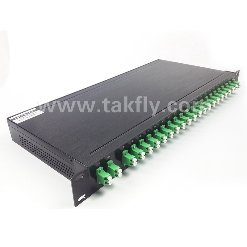 100GHZ AWG 40CH DWDM MUX DEMUX with Fiber Height -100-0μm and 0.9mm Cable Diameter