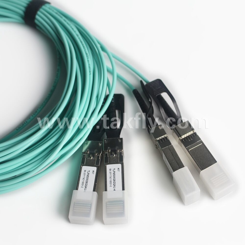 100Gb/s QSFP28 To 4x SFP28 Breakout Active Optical Cable AOC Cable Fast Data Transfer