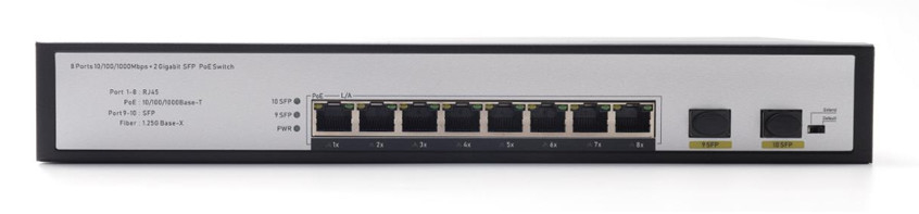 DF-2F-8GP 2-Port 10/100/1000Mbps 8+2 Uplink Fiber Ports Gigabit Poe Network Switch