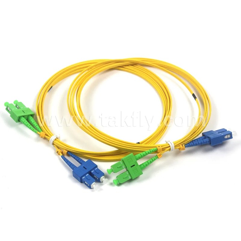 SC APC Single Mode Duplex Fiber Optic Patch Cord with 5 Years Warranty and 0.9mm-3.0mm Cable Diameter for Fast 1-3 Days Delivery