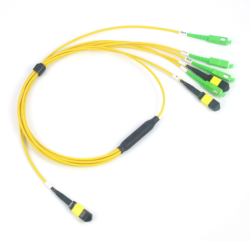 Precise 12F MPO to 4x SC/APC Patch Cord with Precision Molded MT Ferrule for FTTH Drop & Testing Applications